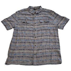 Men’s Sherpa Shirt Button Up Textured Southwestern Boho Short Sleeve XXL 2XL